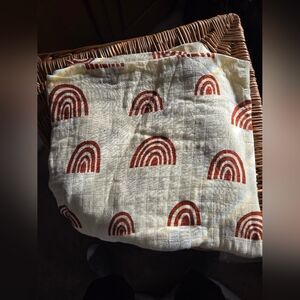 Golden Rainbow Bamboo Cotton Muslin Swaddle Unisex Patterned Blanket